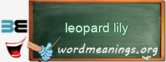 WordMeaning blackboard for leopard lily